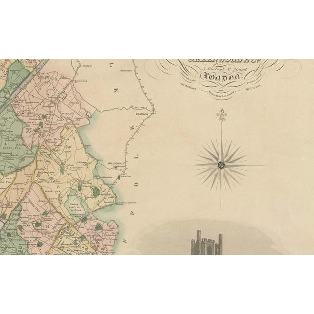 Antique Map of Cambridgeshire with Ely Cathedral by Greenwood, 1834 For Sale - Image 10 of 12