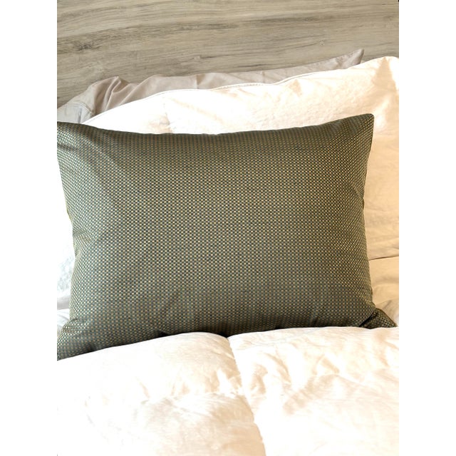 Antique Acid-Green Crushed Silk Velvet Applique Bolster Pillow. For Sale In Tampa - Image 6 of 7