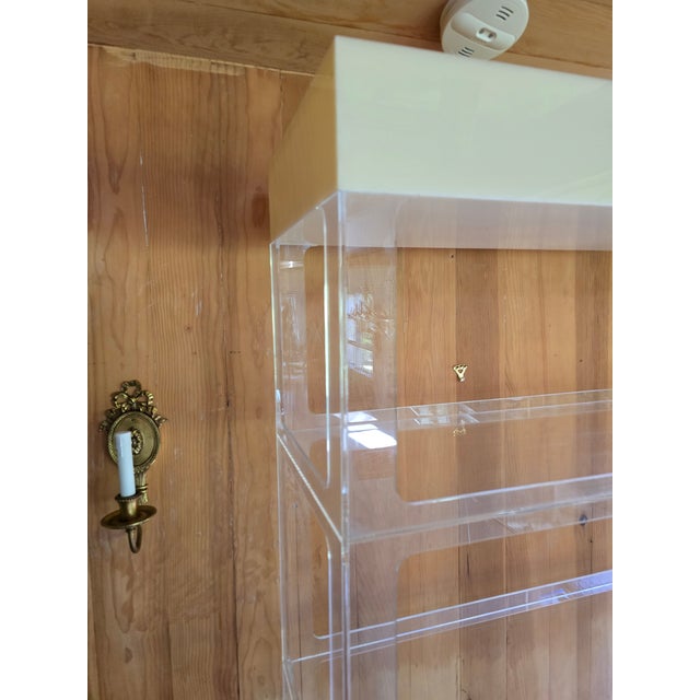 1970s Vintage Mid Century Modern Designer Lucite Tall Etagere For Sale - Image 4 of 9