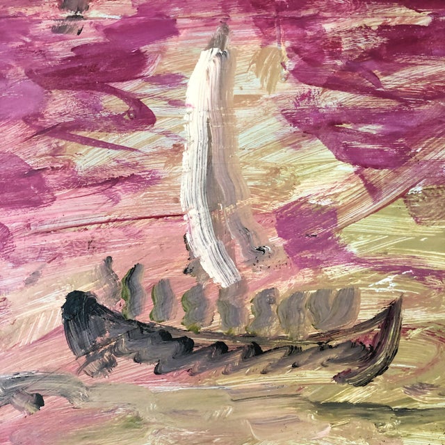 1980s Purvis Young Salesman Carpet Sample Original Boat Painting