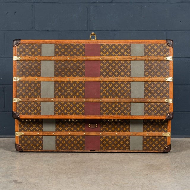 Antique Steamer Trunk in Monogram Canvas from Louis Vuitton, France, 1920s For Sale - Image 9 of 18