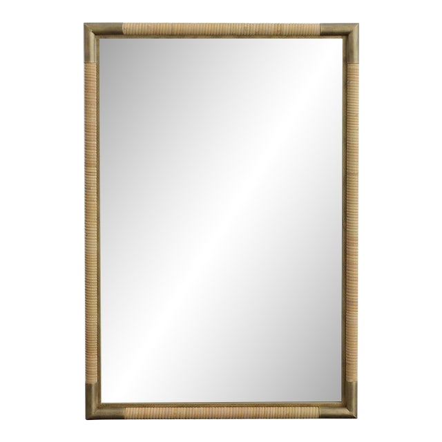 Contemporary Rectangle Mirror Brass Finish For Sale