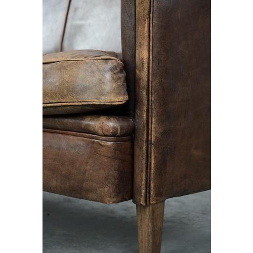 Vintage Two-Seater Sofa in Cognac-Colored Sheepskin Leather For Sale - Image 12 of 17