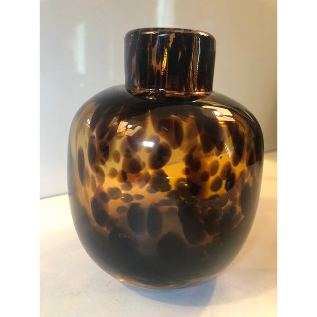 This fabulous 1970s Tortoise Handblown Murano Style Bud Vase will be a standout in your entry way, loving room, bedroom,...