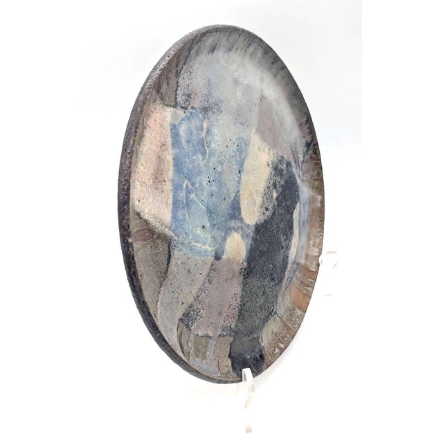 Ceramic Vintage Artist Signed Glazed Stoneware Decorative Platter For Sale - Image 7 of 12