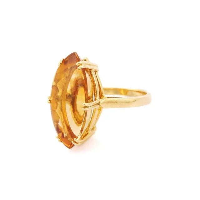 Contemporary 24 Carat Natural Marquise Citrine Chic Cocktail Ring Size 7 For Sale - Image 4 of 10