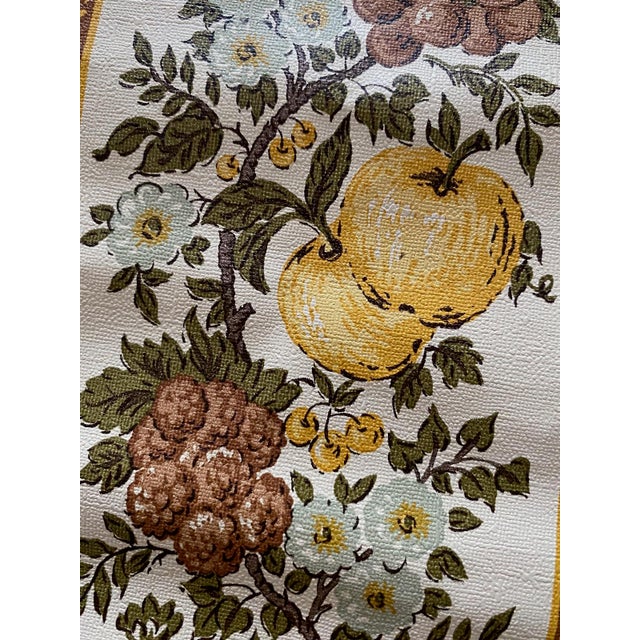 Mid-Century Modern 1970s Striped Wallpaper Fruits and Berries 9 Yds For Sale - Image 3 of 6