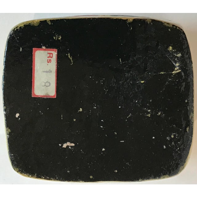 Vintage Hand Pinted Floral Paper Mache Box From India For Sale - Image 9 of 11