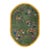 1930s Antique Small Floral Green Chinese Art Deco Wool Hand Knotted Oval Rug For Sale