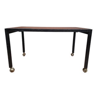 Modern Coffee Table with Wooden Top and Metal Frame, 1970s For Sale