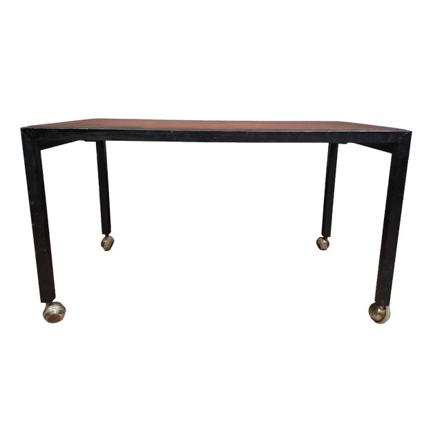 Modern Coffee Table with Wooden Top and Metal Frame, 1970s For Sale