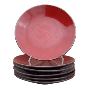 Jars-France Stoneware Tourron Cherise Cherry Red Dinner Plates- Set of 6
