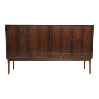 Early 1950's Brazilian Rosewood Danish Sideboard Cabinet For Sale