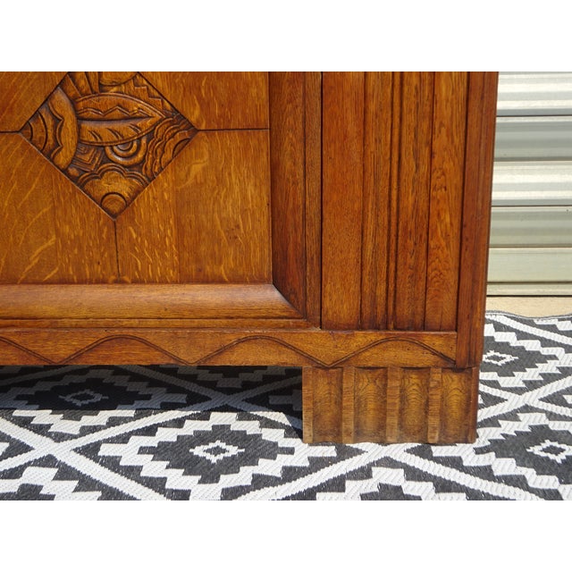 Art Deco Sideboard in Oak and Marble, 1930s For Sale - Image 10 of 18