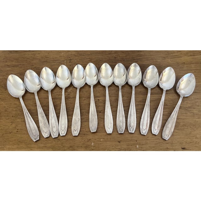 French Art Deco Silverplate Silverware, C. 1940's- Set of 37 For Sale - Image 4 of 11