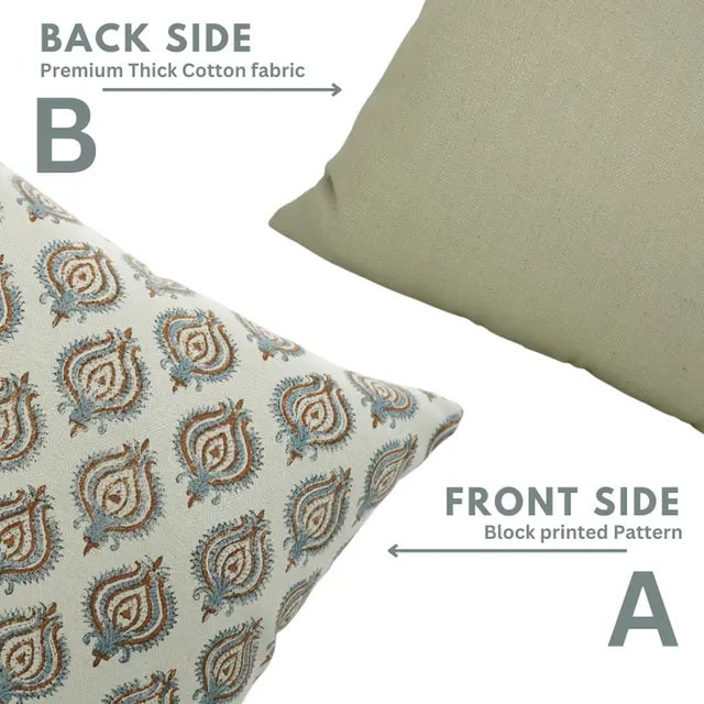 Not Yet Made - Made To Order Modern Block Print Water Replicant Cushion Cover 12x20 Inch Cotton Linen- Uday For Sale - Image 5 of 6