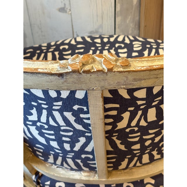 Pair of Early 19th Century French Bergere Chairs Upholstered in Raoul Textiles Fabric For Sale - Image 11 of 13