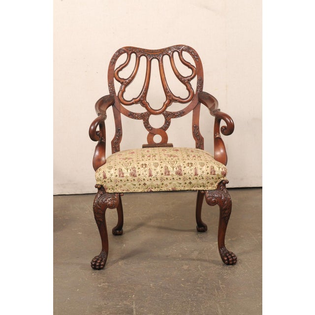English Pair of Ornate Early 20th C. English Armchairs For Sale - Image 3 of 13