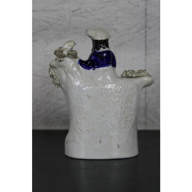Antique English Staffordshire Porcelain Figurine Scottish Girl Riding Goa For Sale - Image 6 of 13