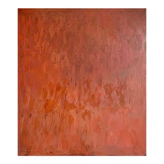 Large Abstract Oil Painting, Terracotta Red Wall Art, Modern Minimalist Canvas, Textured Earth Tone Decor Unstretched Rolled in Tube For Sale