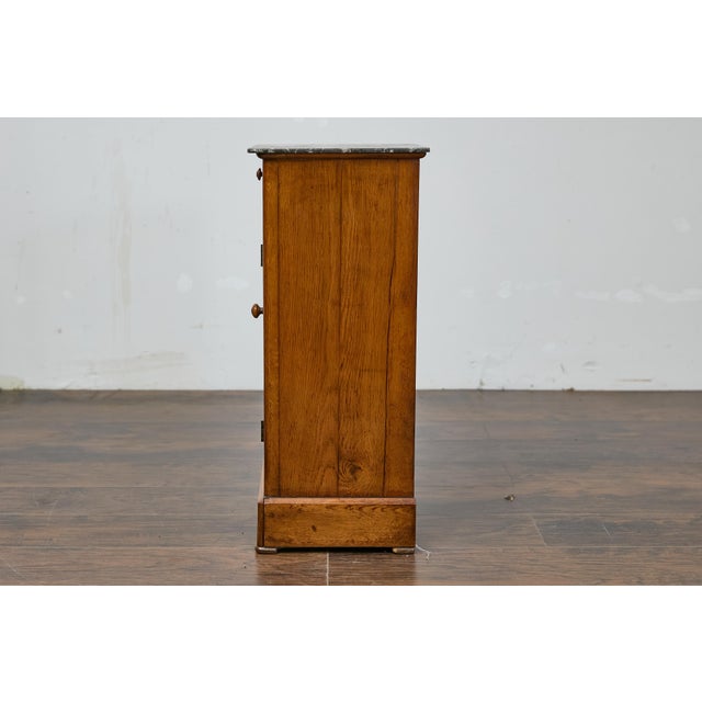 French Circa 1900 Walnut Small Cabinet with Marble Top and Single Door Storage For Sale - Image 11 of 12