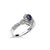 Contemporary .925 Sterling Silver 6x4mm Pear Sapphire Gemstone with Diamond Accent Fashion Halo Ring (H-I Color, SI1-SI2 Clarity) - Size 6 For Sale - Image 3 of 6