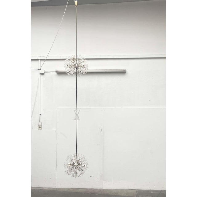 Mid 20th Century Mid-Century Modern Austrian Double Snowflake Light Installation in Glass and Metal by Emil Stejnar for Rupert Nikoll, Vienna, Austria, 1950s For Sale - Image 5 of 18
