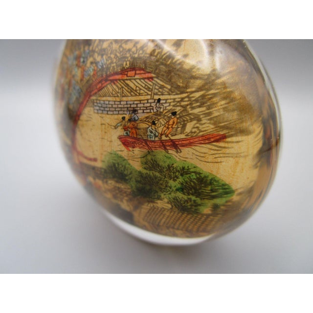 Brown Vintage Eglomise Reverse Hand Painted Glass Snuff Bottle Along the River During the Qingming Festival Qingming Shanghe Tu For Sale - Image 8 of 13