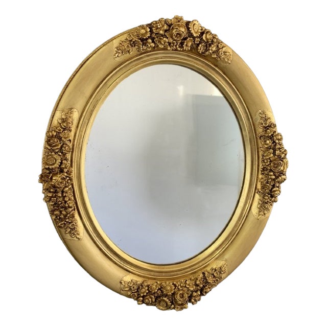 19th Century Gilded Mirror with Floral Motifs For Sale