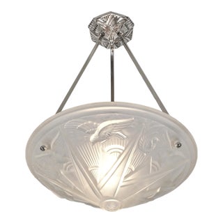 French Art Deco Pendant Light by Hettier Et Vincent & Hanots - 1930s France For Sale