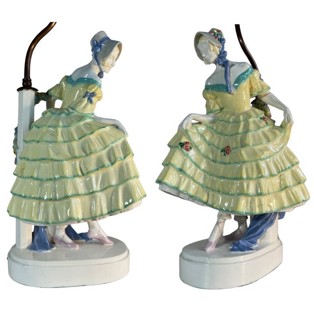 Early 20th Century Antique Keramos Figural Porcelain Lamp by Padany For Sale - Image 5 of 18