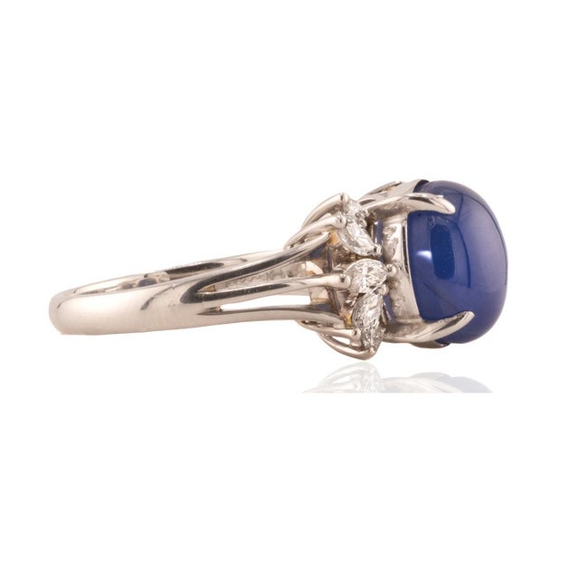 Contemporary Late 20th Century Platinum Star Sapphire Ring, Size 5 For Sale - Image 3 of 4
