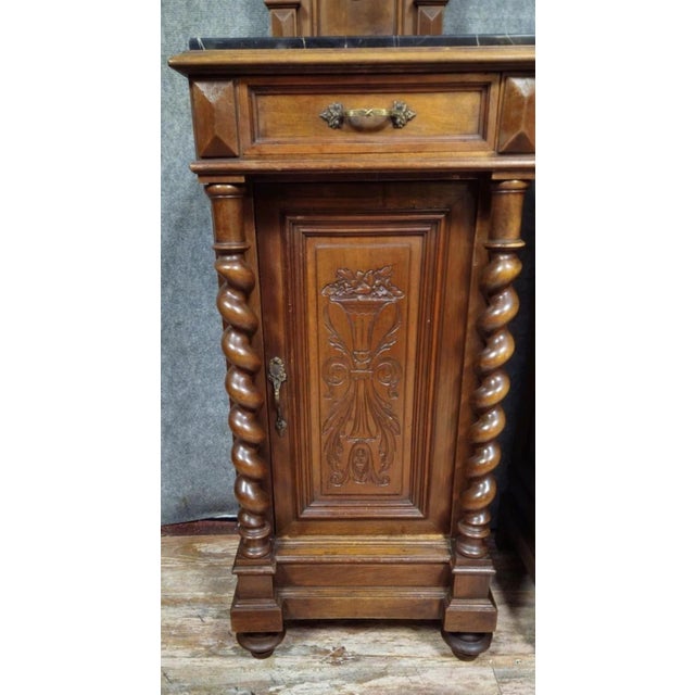 Bedside Tables in Walnut with Black Marble Tops, Set of 2 For Sale - Image 3 of 13