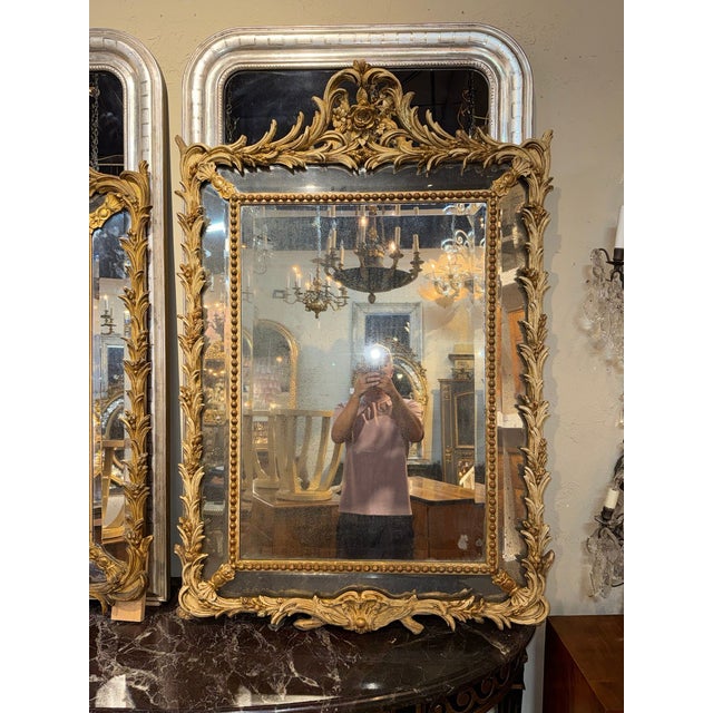Traditional Near Pair of 19th C. French Giltwood Cushion Mirrors For Sale - Image 3 of 8
