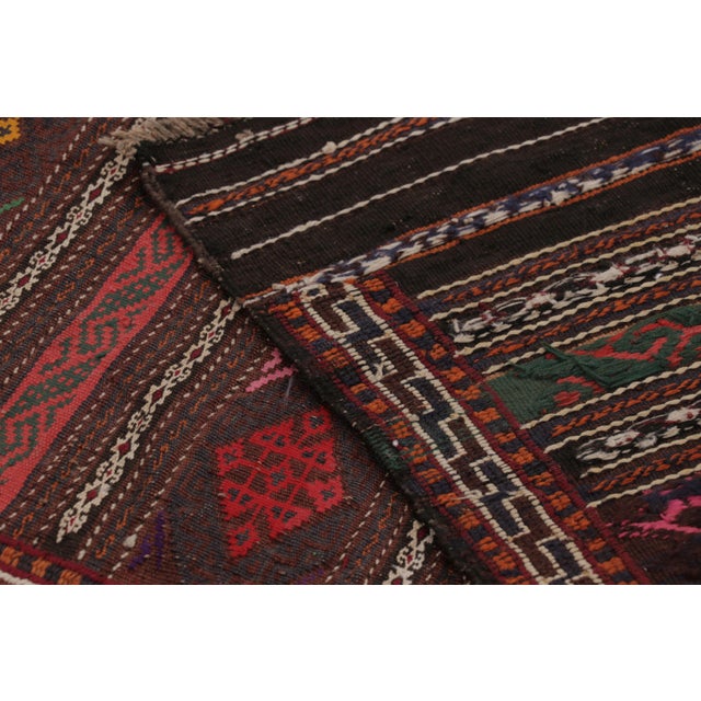 Textile Vintage Persian Soumak Kilim, Deep Brown With Jewel Tone Diamonds - Rug & Kilim For Sale - Image 7 of 7