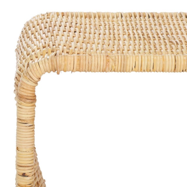 Spritely Home Zendy Wicker Rattan Waterfall Accent Table in Light Natural For Sale - Image 4 of 8