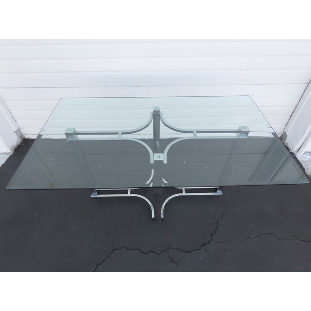 Hollywood Regency Chrome Glass Top Dining Table 6430 For Sale - Image 17 of 18
