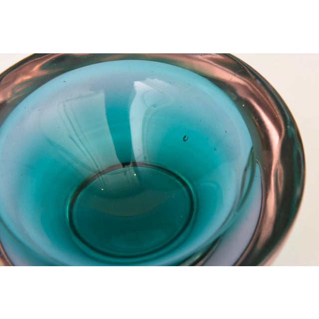 Turquoise Vintage Murano Sommerso Glass Geode Bowl by Alesandro Mandruzzato, 1970's For Sale - Image 8 of 12