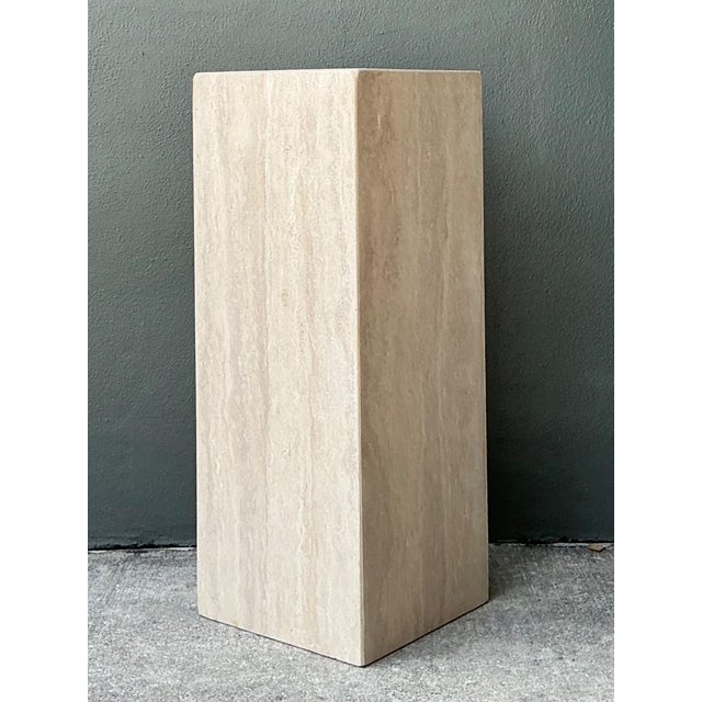 Stone Vintage Travertine Pedestal Column For Sale - Image 7 of 14