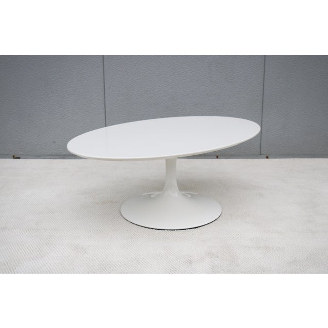Mid-Century Modern Eero Saarinen Style 42" Oval White Tulip Coffee Table For Sale - Image 9 of 18