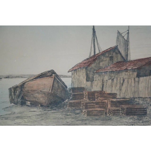 Late 19th Century Antique Charles Frederick Mielatz Nautical Oldport Sailboat Harbor Etching 25" For Sale - Image 10 of 11