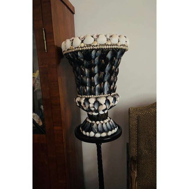 1970s Dramatic Sea Shell Encrusted Planter For Sale - Image 9 of 9