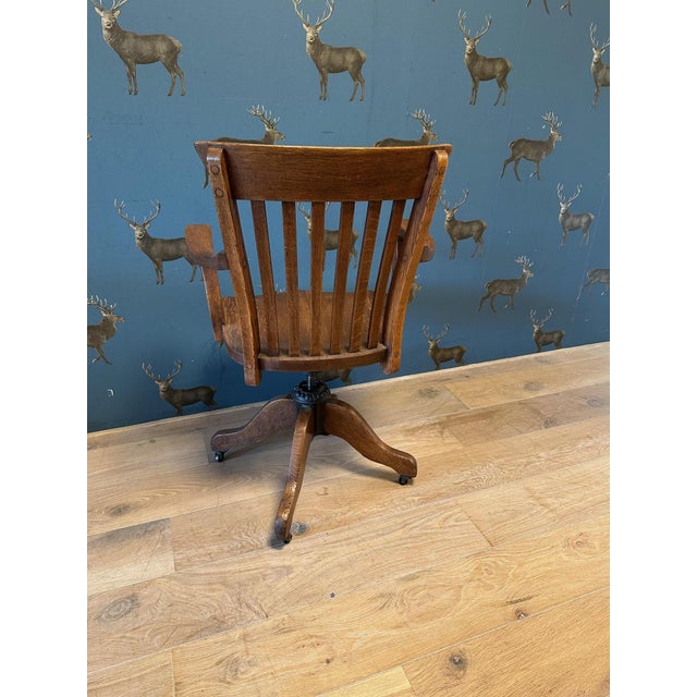 Antique Oak Office Chair, 1890s For Sale - Image 5 of 7