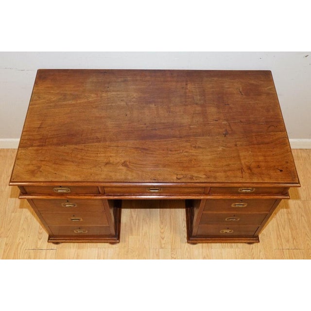 Victoria Regina Military Campaign Pedestal Desk, 1880s For Sale - Image 4 of 13