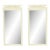 Pair of White Lacquer Mid Century Modern Rectangle Faux Bamboo Wall Mirrors For Sale