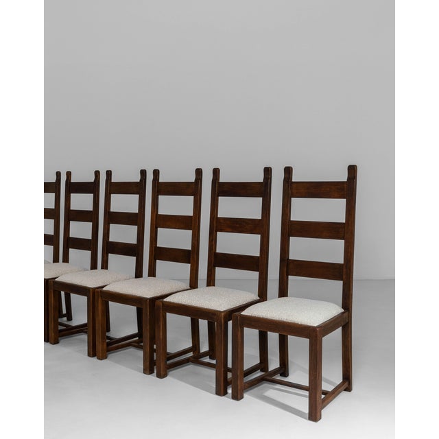 1970s French Oak Brutalist Dining Chairs With Upholstered Seats - Set of 6 For Sale - Image 12 of 18