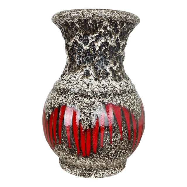 Large Lora Zig Zag Fat Lava Pottery Vase attributed to Scheurich, Germany, 1970s For Sale