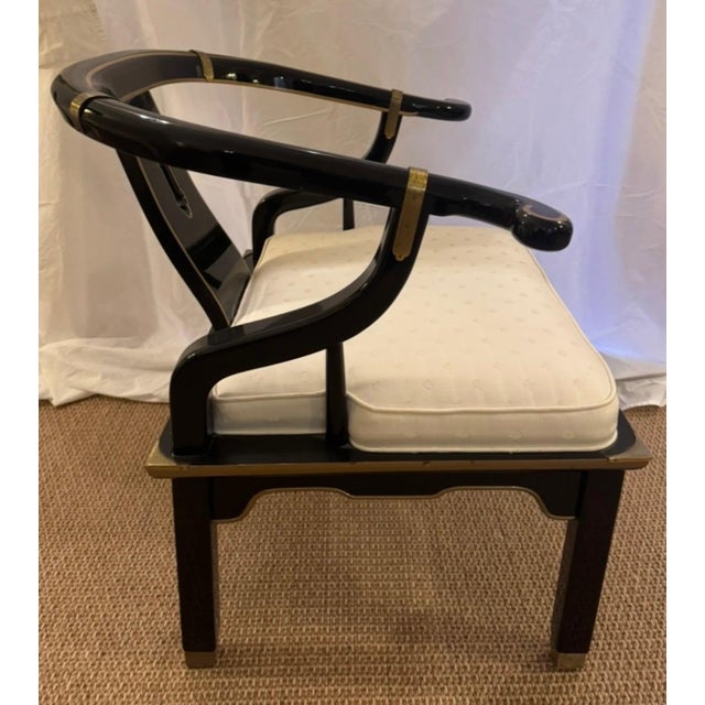 Century Furniture Pair Vintage Black Lacquer Ming Chairs For Sale - Image 4 of 5