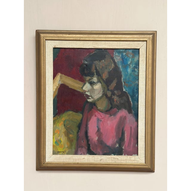 Magnus Creutz, Woman, 1950s, Oil on Canvas, Framed For Sale - Image 8 of 13