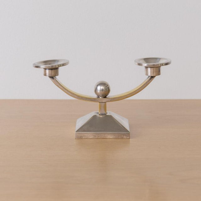 1930s Pair of French Art Deco Candleholders For Sale - Image 9 of 12